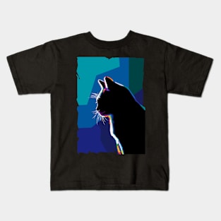 Black Cat Wpap Art Kids T-Shirt